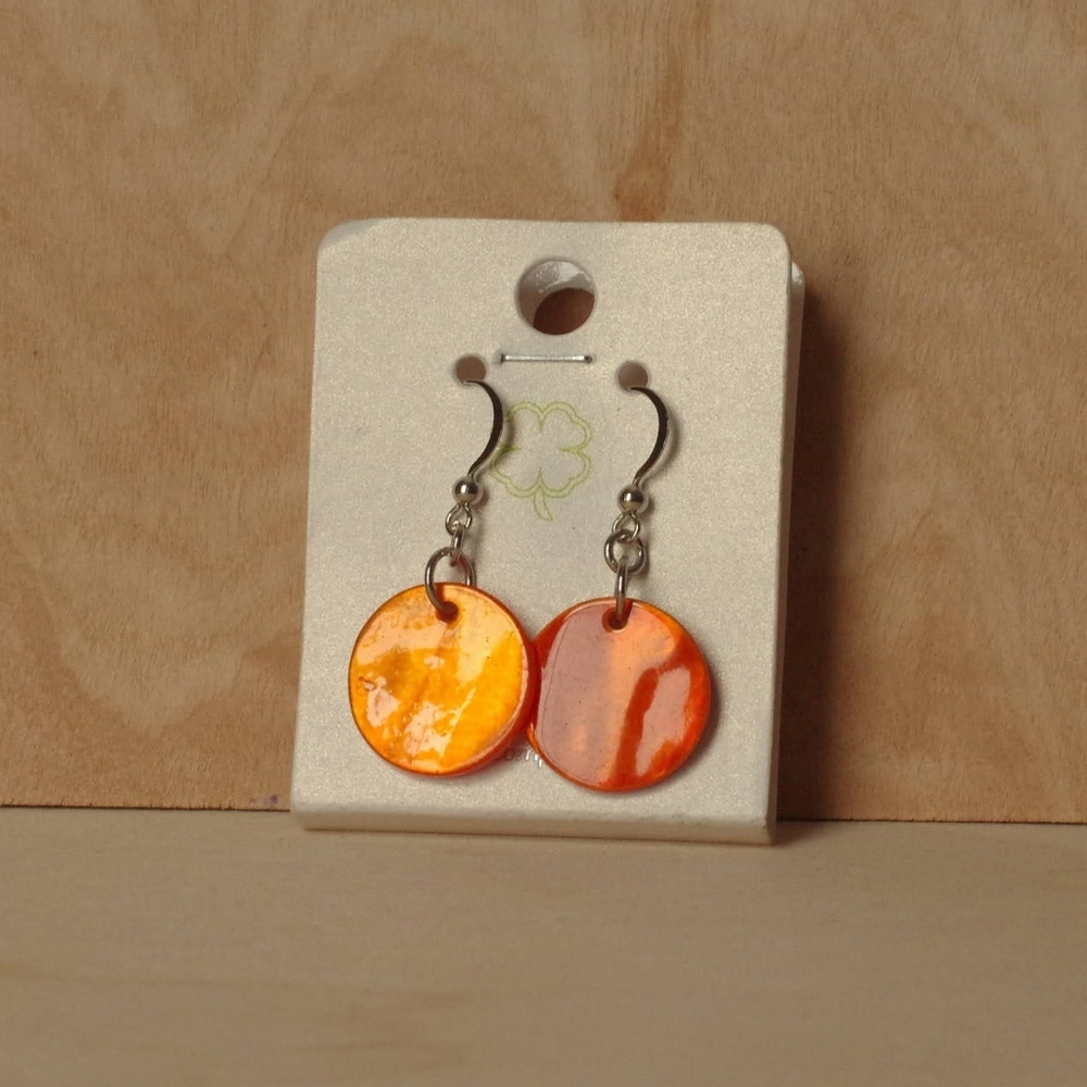 3/$18 New Round Earrings Candy Orange Silver Hook